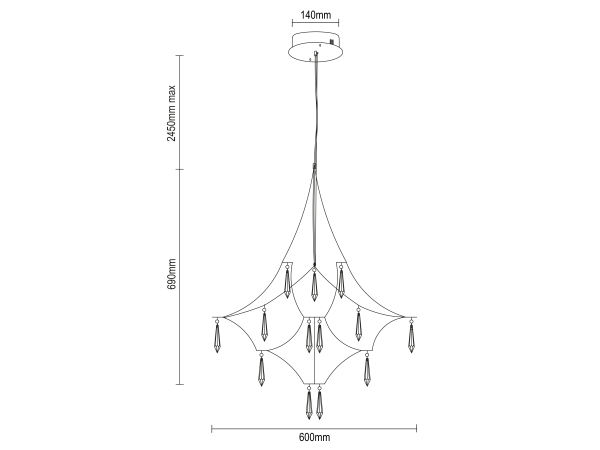 JOYA 600 Crystal Pendant Light - V40071S 8
