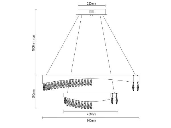 AURORA závesný krištáľový luster 800+450 - V30078 10