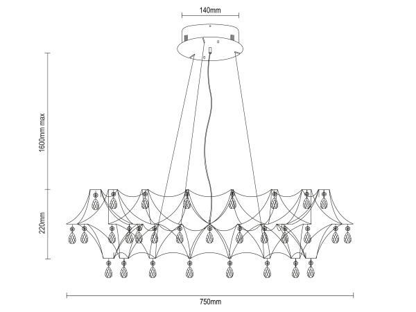 JOYA 750 Crystal Pendant Light - V40051S 8