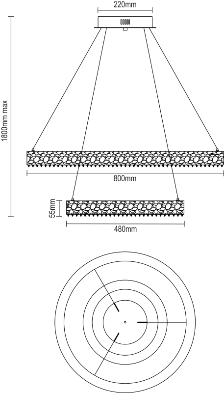 SARITA hanging crystal chandelier 800+480 - V30144 7