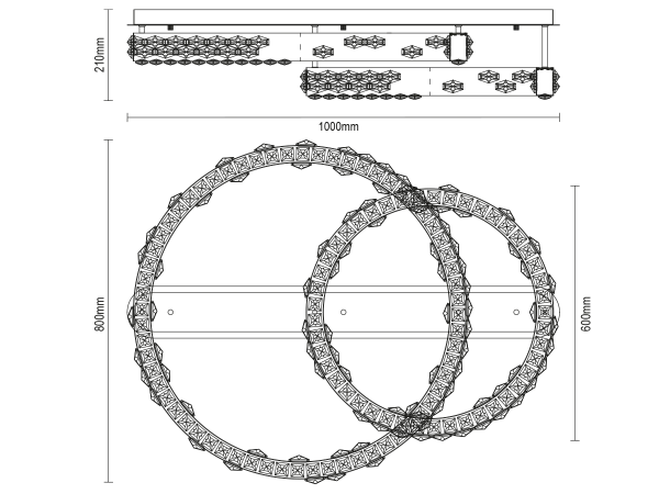 CLARIS stropný krištáľový luster 800+600 - V30009 5