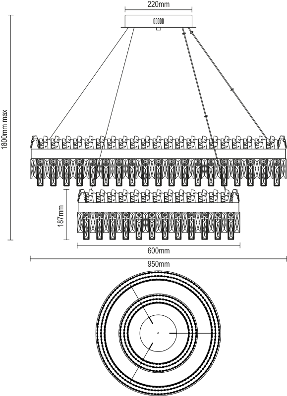 ROCOCO hanging crystal chandelier 950+600 - V30105 7