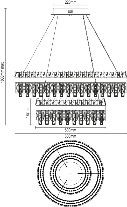 ROCOCO hanging crystal chandelier 800+500 - V30104 8