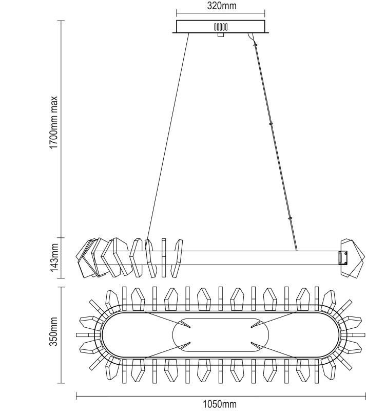 PIKASO hanging crystal chandelier 1050 - V30021 15