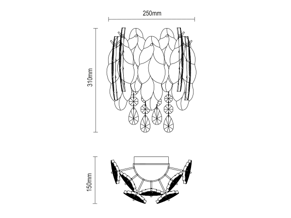 GURU nástenný krištáľová lampa 250x310 - V20104 14