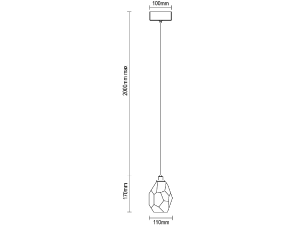 DIAMOR SMOKE hanging crystal lamp - V30053 4