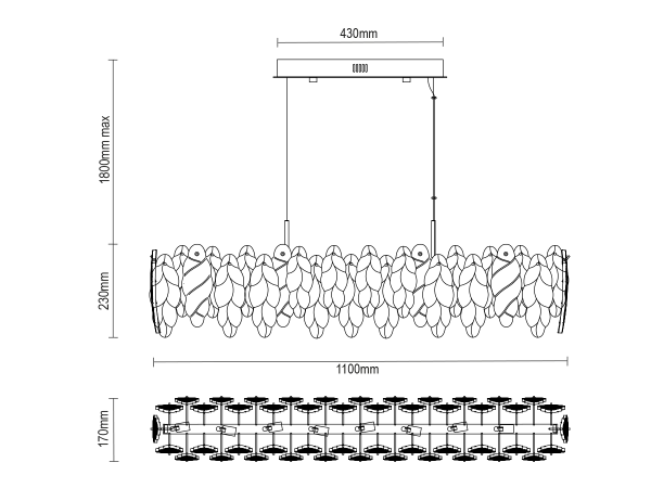 CHOREO závesný luster 1100x170 - V20111 12